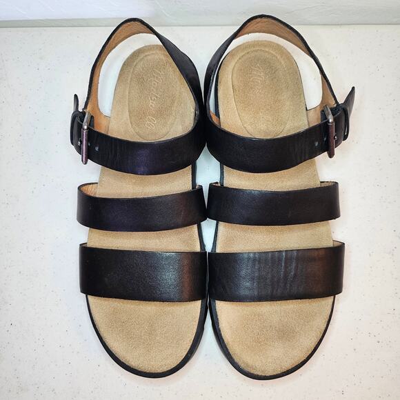 Madewell Addie Leather Platform Sandals Size 8.5 Black Strappy ND956 - Picture 4 of 7